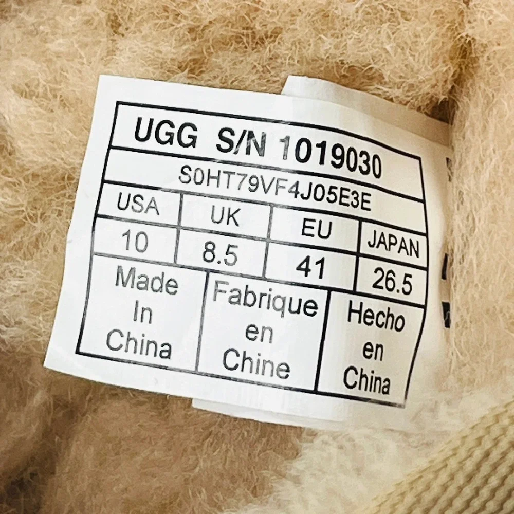 UGG Classic Short Metallic Heel Boots Women Size 10 Sand Gold Suede 1019030